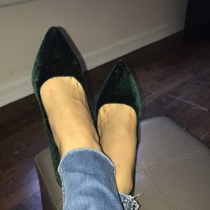 🍏Velvet green pumps